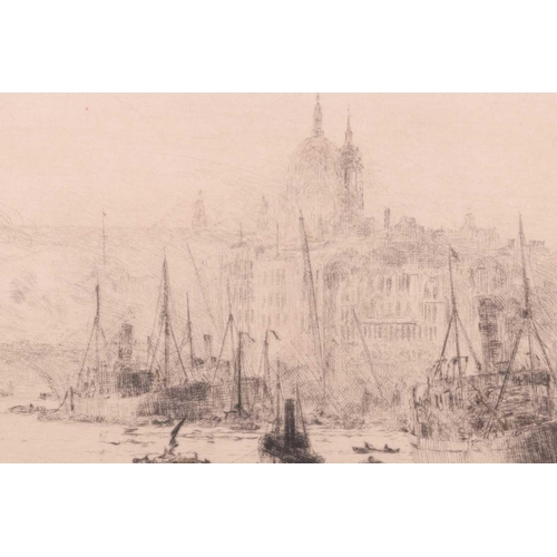 97 - William Lionel Wylie (1851 - 1931), Five views of the River Thames, signed in pencil, one inscribed ... 