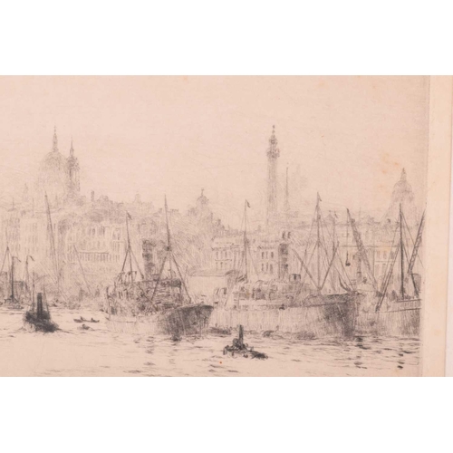 97 - William Lionel Wylie (1851 - 1931), Five views of the River Thames, signed in pencil, one inscribed ... 