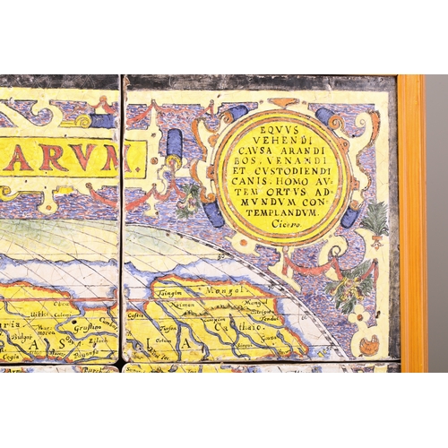 208A - After Abraham Ortelius (Flemish, 1527-1598), 'Typus Orbis Terrarum', a continental tin-glazed potter... 