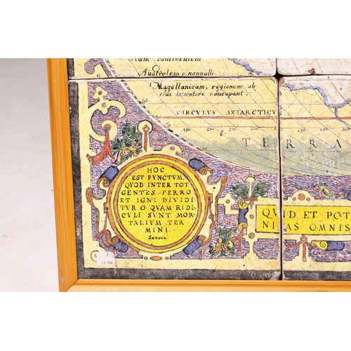 208A - After Abraham Ortelius (Flemish, 1527-1598), 'Typus Orbis Terrarum', a continental tin-glazed potter... 