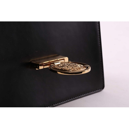 45 - Balmain - 'Bbox' shoulder bag in black leather, circa 2018, structured body with foldover flap and c... 