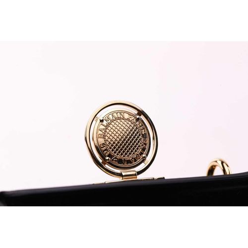 45 - Balmain - 'Bbox' shoulder bag in black leather, circa 2018, structured body with foldover flap and c... 