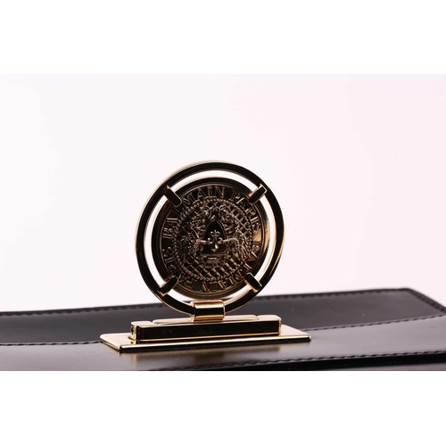 45 - Balmain - 'Bbox' shoulder bag in black leather, circa 2018, structured body with foldover flap and c... 
