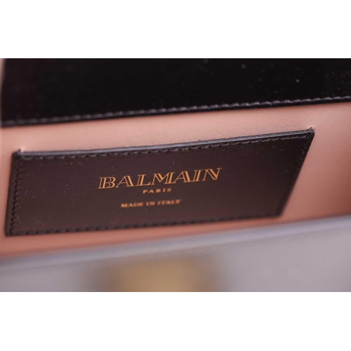 45 - Balmain - 'Bbox' shoulder bag in black leather, circa 2018, structured body with foldover flap and c... 