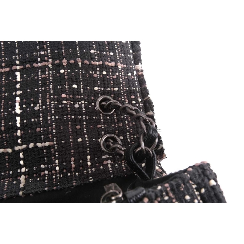 46 - Chanel - XXL Travel jumbo classic flap bag in tweed with black caviar leather trims, from the S/S 20... 