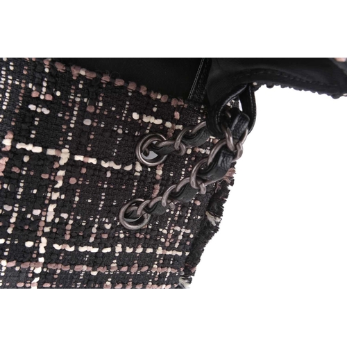 46 - Chanel - XXL Travel jumbo classic flap bag in tweed with black caviar leather trims, from the S/S 20... 