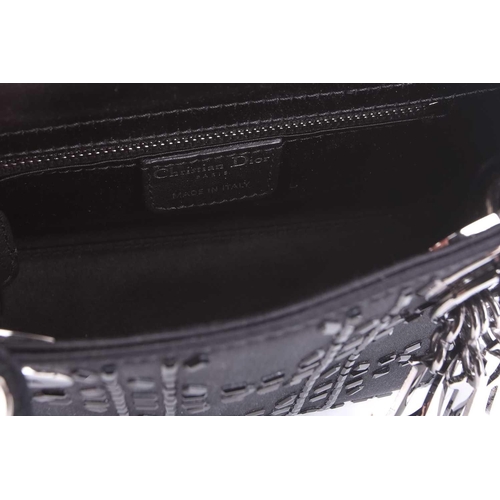 47 - Christian Dior - a mini Lady Dior evening bag in black satin, circa 2007, embellished with baguette-... 