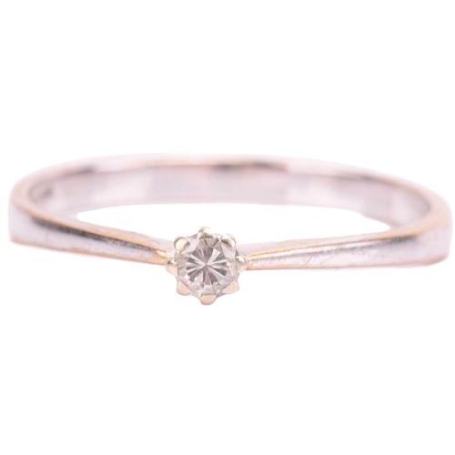 138 - A diamond solitaire ring, set with a round brilliant cut diamond with an estimated weight of 0.10ct,... 