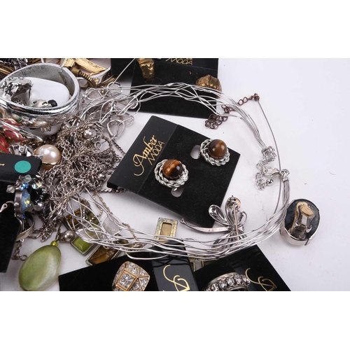 145 - A large quantity of costume jewellery including many pairs of clip-on and stud earrings, various wir... 