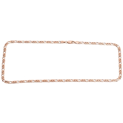 166 - A gold chain necklace, the fancy Figaro chain measuring 47cm in length, with hallmarks for 9ct gold.... 