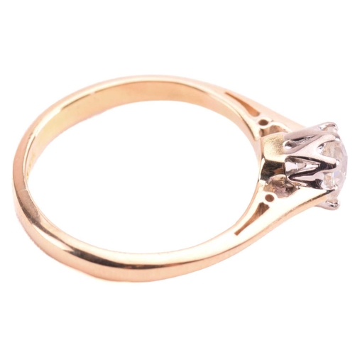 180 - A diamond solitaire ring set with an old cut diamond with an estimated weight of 0.40ct, the shank m... 