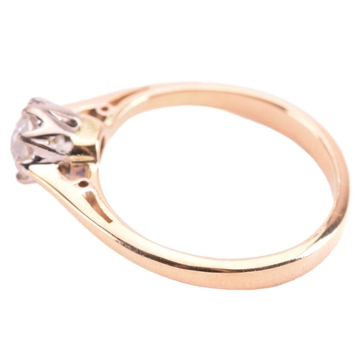 180 - A diamond solitaire ring set with an old cut diamond with an estimated weight of 0.40ct, the shank m... 