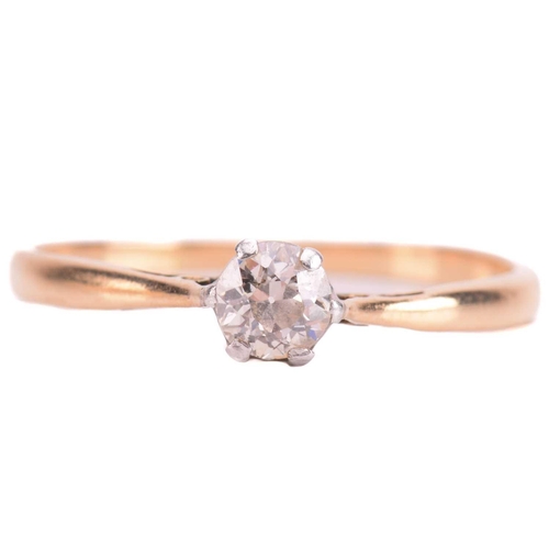 186 - A diamond solitaire ring set with an old cut diamond with an estimated weight of 0.35ct, ring size L... 