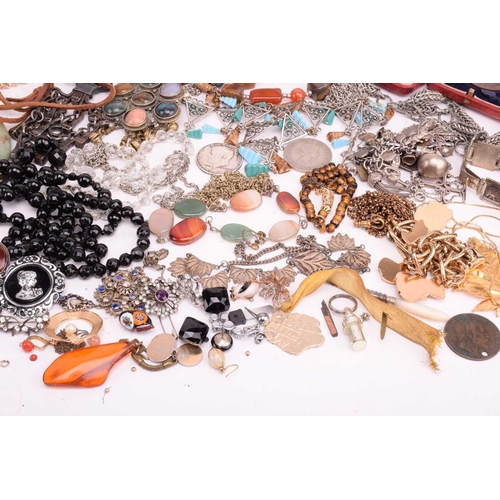 215 - A large quantity of 19th century and later costume jewellery and other items including a Victorian b... 