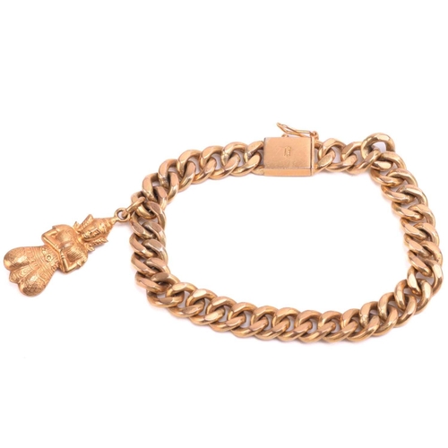 230 - A Chinese gold chain bracelet, marked '14k', with attached charm and Chinese character mark to the c... 