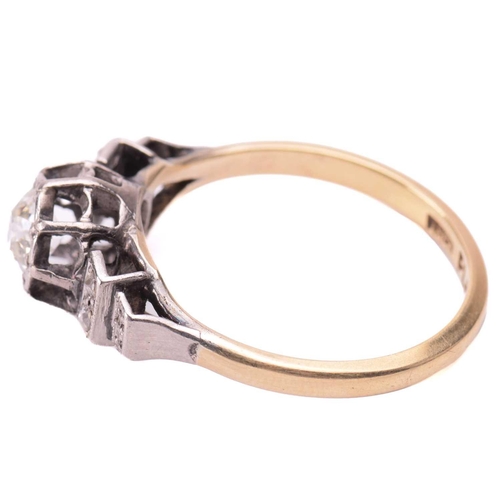 25 - A diamond solitaire ring, set with a cushion shape old cut diamond with an estimated diamond weight ... 