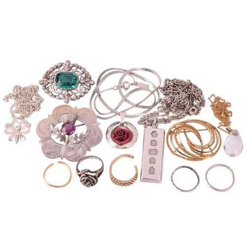 265 - A collection of jewellery, including a hallmarked silver pendant with a 24