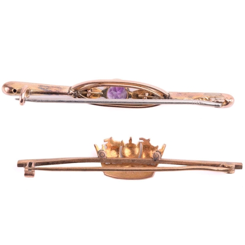 268 - A stick pin with initial I set with rose cut diamonds and a cultured pearl, a diamond ring set with ... 