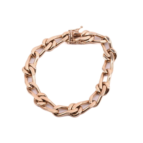 269 - Three curb link chains in 9ct yellow gold; including a necklace with hollow links and lobster clasp,... 