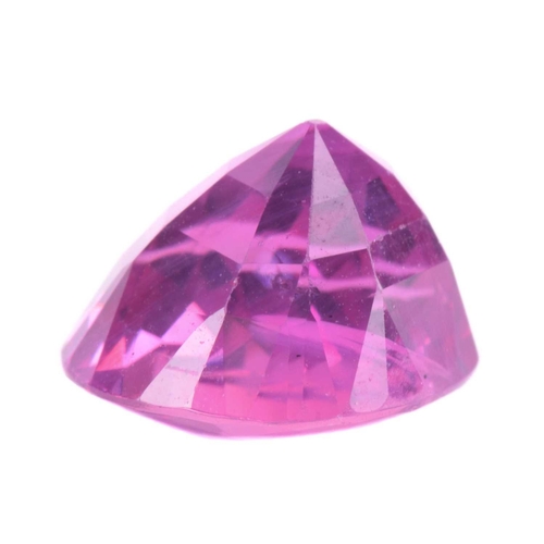 337 - A 5.10ct cushion shape pink sapphire, measuring 9.2 x 8.8 x 7.2mm. V.A.T. payable on the hammer pric... 