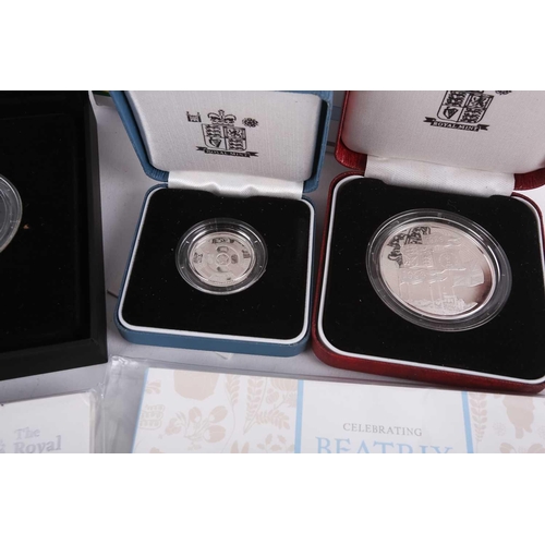 338 - Six £20 silver coins from The Timeless First series, a £5 brilliant uncirculated crown commemorating... 