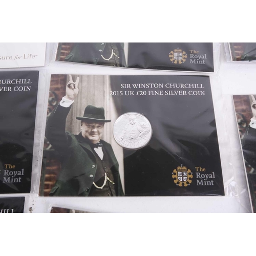 339 - Five fine silver, £20 coins, commemorating the longest reigning monarch 2015. Ten fine silver, £20 c... 