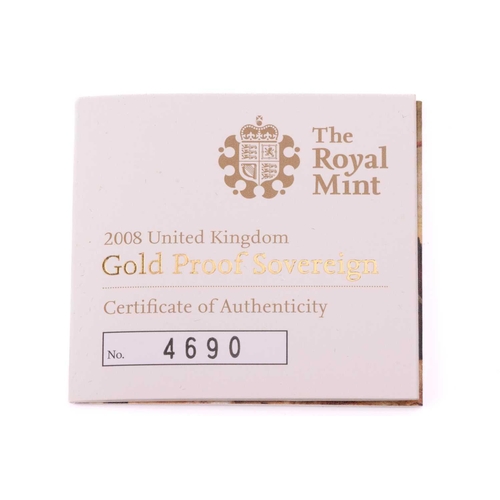 352 - A gold-proof sovereign, 2008, issued by the Royal Mint, edition 4690 0f 12500, with certificates and... 