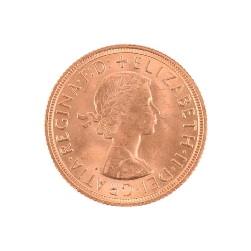 354 - An Elizabeth II full sovereign, 1958, obverse with young head facing right.