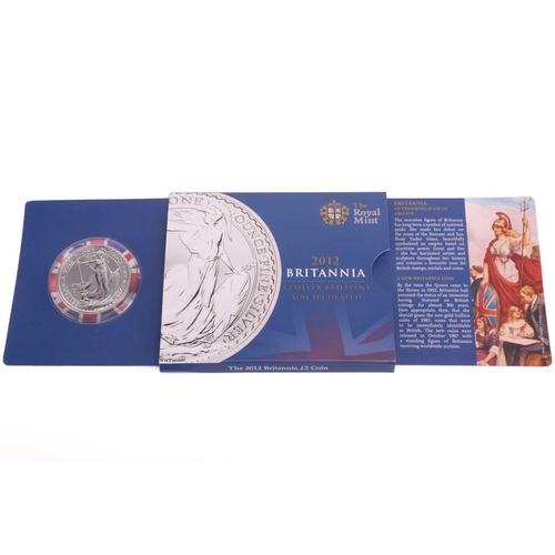 358 - A set of six UK 2012 Britannia silver £2 (Brilliant uncirculated and Bullion) crown-size coins, issu... 