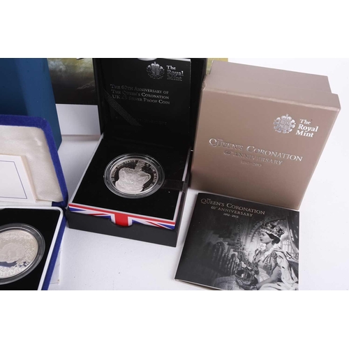 359 - History of the RAF RJ Mitchell, silver proof medallion, 2008. A QEII 2012, one ounce, £2 crown. A cu... 