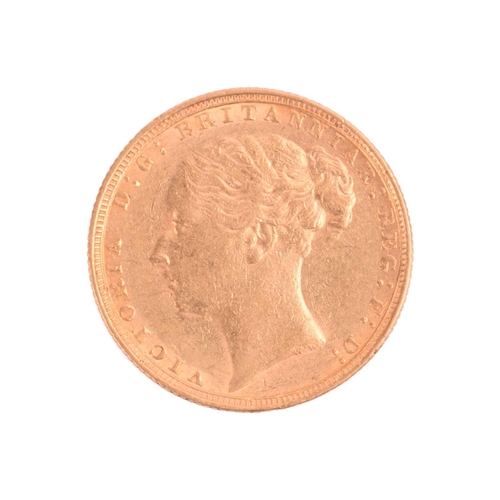 360 - A Victorian gold half-sovereign coin, dated 1884, young Victoria head