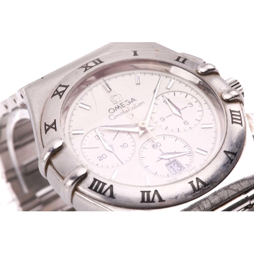 442 - An Omega Constellation chronograph watch, featuring a Swiss-made quartz movement calibre: 1270 in a ... 