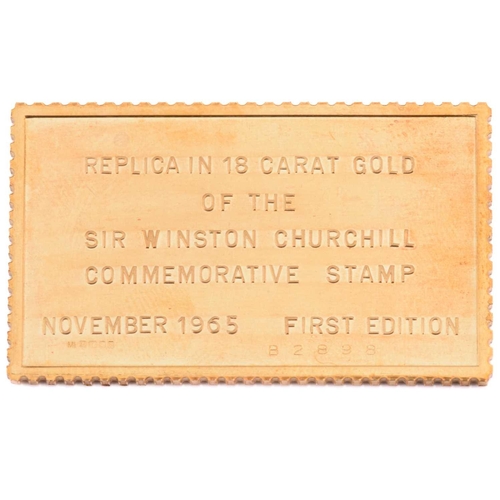 375 - A pair of 18ct gold Sir Windsor Churchill Stamp Replicas, hallmarked and stamped A2889 and B2889, is... 