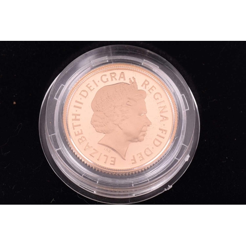 381 - A UK, gold proof, sovereign, 2002, issued by the Royal Mint, number 3551/12500, in presentation box.