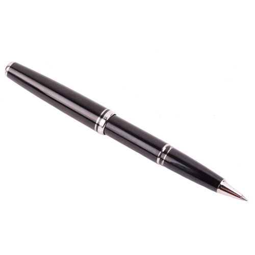 392 - Montblanc - a 'Generation' rollerball pen and cufflinks set; with black resin barrel and pull-off ca... 