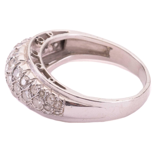 4 - A diamond dress ring, designed as a half hoop set throughout with three rows of round brilliant cut ... 