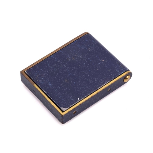 474a - A Jaeger LeCoultre folding alarm travel watch, with simulated Lapis Lazuli and gilt case, the Roman ... 