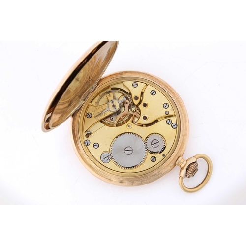 476 - A full hunter pocket watch in 14ct gold, featuring a keyless wound movement in a yellow metal case s... 