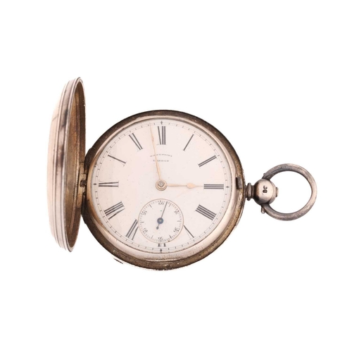 479 - Two silver pocket watches featuring a silver W R Perkins London full hunter pocket watch, featuring ... 