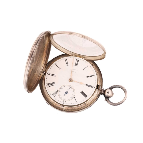 479 - Two silver pocket watches featuring a silver W R Perkins London full hunter pocket watch, featuring ... 