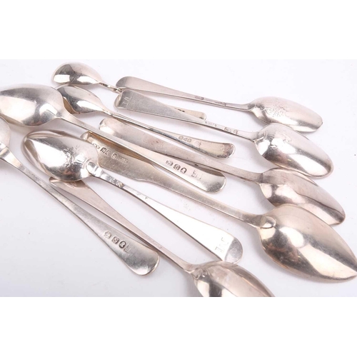 566 - A set of six Scottish silver fiddle pattern teaspoons each engraved 