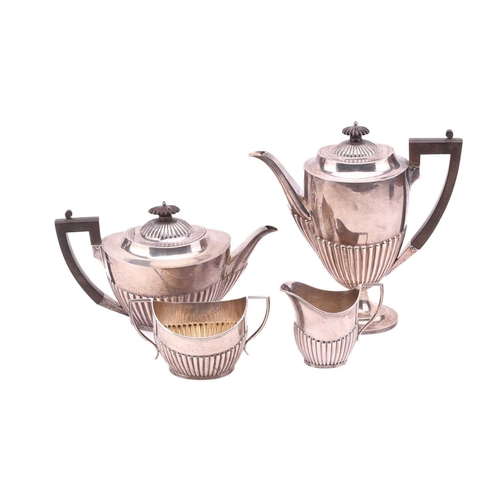 571 - An early 20th-century composite but matching four-piece silver tea and coffee set, Sheffield 1912 an... 