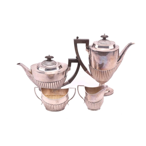 571 - An early 20th-century composite but matching four-piece silver tea and coffee set, Sheffield 1912 an... 