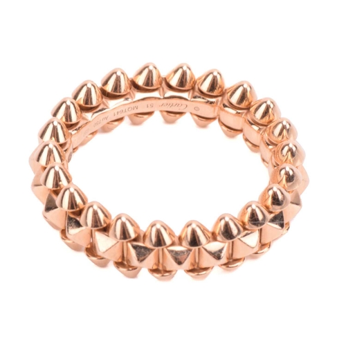 97 - Cartier - 'Clash de Cartier' ring in 18ct rose gold, small model, studded band ornated with articula... 