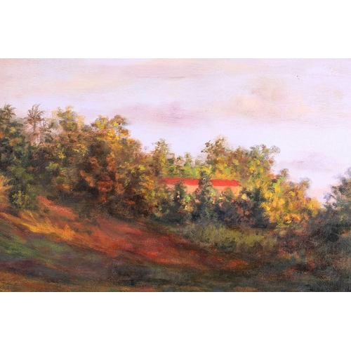 19 - Wayne Branch (b.1961) Barbados, Villa on a hill, signed and dated '92, oil on canvas, 76.5 cm x 107 ... 