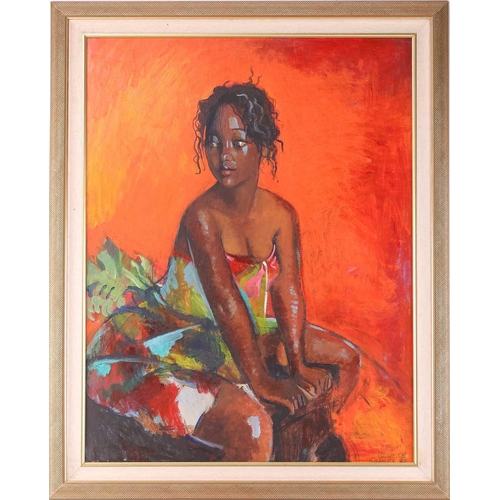 49 - Boscoe Holder (1921-2007) Trinidad, 'Tie Dye Sarong', signed and dated 1993, oil on board, image 90 ... 