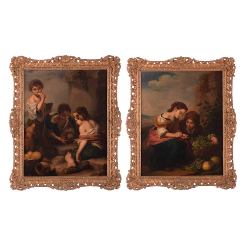 5 - After Bartolomé Esteban Murillo (1618 - 1682), The Dice Players and The Little Fruitseller, oil on c... 