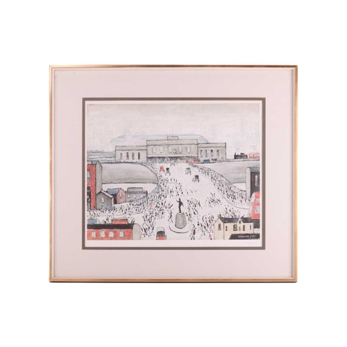 55 - † L.S. Lowry (1887 - 1976), 'Station Approach', a limited edition print signed in pencil, with Fine ... 