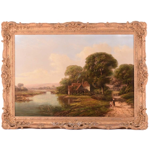 38 - Attributed to Walter Williams (fl.1841 - 1880), figures in river landscapes - a pair, unsigned, oil ... 