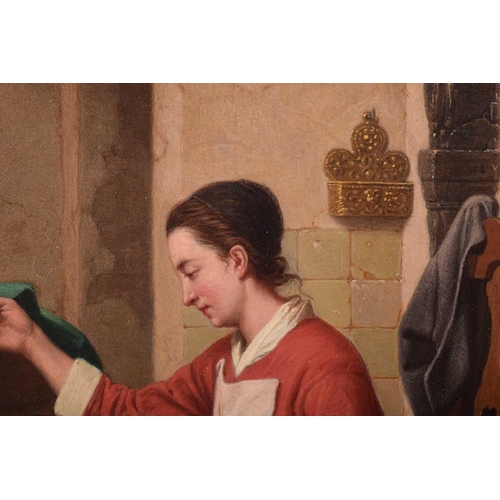41 - Charles Joseph Grips (Belgian, 1825 – 1920) “Tending to her baby”, signed, oil on panel, 37cm x 29.5... 
